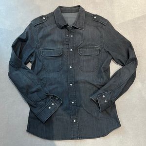 PRADA Vintage men dark Jean SHIRT size large L button down pockets